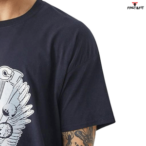 Camisetas de Hombre de Talla Grande, 100% Algodón, Estampado de Letras, Cuello Redondo, Transpirables, de Secado Rápido, Color Negro - Product Image 5