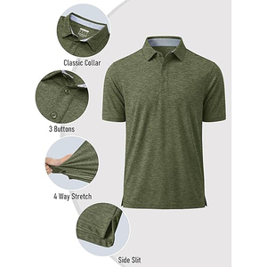 Camisa de Manga Corta para Hombre, Color Azul Claro, Cuello Redondo, Tejido de Poliéster, Informal, Transpirable, de Secado Rápido, Corte Oxford - Product Image 2