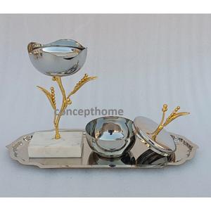 Vente d'usine – Ensemble brûleur d'encens islamique de style moyen-oriental en acier inoxydable de haute qualité pour la maison et le bureau - Product Image 1