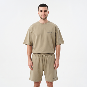 Ensemble t-shirt à manches courtes coupe ample 210 g/m² et short pour homme, 95 % polyester, 5 % élasthanne, ensemble décontracté deux pièces pour homme - Product Image 5