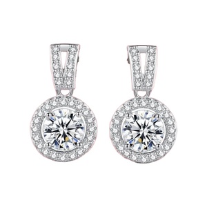 White Round Shape Moissanite Earring 925 Sterling Silver Earring Customized Drop Earrings Gift For anniversary - Product Image 1