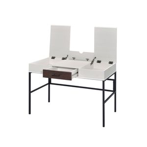 Scrivania Verster con Finitura Naturale e Nera, Porta USB, Moderna Postazione per Computer - Product Image 3