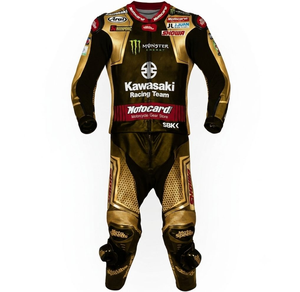 ชุดแข่งรถจักรยานยนต์ Jonathan Rea WSBK รุ่น Rawasaki MotoCP หนังวัวและหนังจิงโจ้ หนา 1.3 มม. พร้อมเกราะป้องกัน CE - Product Image 1