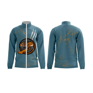 เสื้อแจ็คเก็ตออกกำลังกายพิมพ์ลายเสือสำหรับผู้ชาย แจ็คเก็ตแทร็คแบบซิปเต็มตัว คอตั้ง เสื้อกันลมสำหรับเล่นกีฬา เสื้อคลุมกันลม - Product Image 1