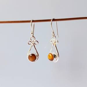 Pendientes de Aro de Plata de Ley y Chapados en Oro con Piedra Preciosa Larimar, Estilo Clásico, Joyería de Piedra de Nacimiento para Mujer, Regalo de Aniversario - Product Image 3