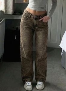 Jeans de Mezclilla para Mujer, Cintura Alta, Corte Recto, Lavado a la Piedra, Ajuste Regular, Largos, Estilo Casual Vintage, 100% Algodón, para Verano - Product Image 6
