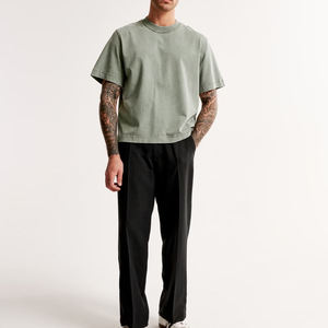 Camiseta de jersey de corte holgado con hombros caídos, lavado ácido, cuello simulado, estilo vintage, oversize, casual - Product Image 5