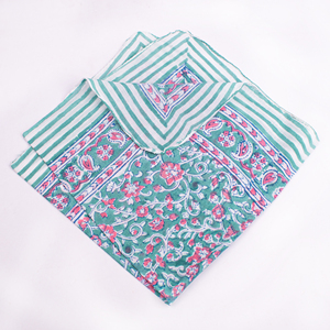 Foulard carré en coton à motif floral, multifonctionnel, décontracté, vintage, bohème, imprimé à la main, bandana, style rétro, doux et enveloppant - Product Image 5