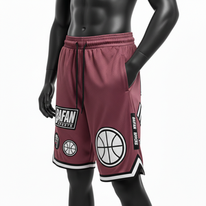 Shorts de basketball pour hommes en mesh polyester respirant avec empiècements latéraux brodés et logo thermocollé, pour entraînement. - Product Image 4