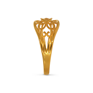 Anillo de Oro Mirage Filigree Imperial con Corazón y Aro, Anillo Audaz de Oro de 18K con Motivo de Corazón Elaborado y Diseño de Rejilla - Product Image 4