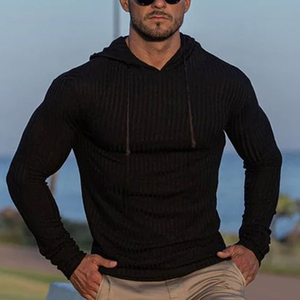 Sweat-shirt de sport pour homme, coupe ajustée, léger, en coton et polyester, respirant, pour l'entraînement en salle de sport, logo personnalisé - Product Image 4