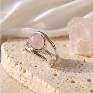 Natural Rose Quartz Sterling Silver Ring | Handmade Pink Gemstone Ring-<b>Gift</b> <b>for</b> <b>Her</b> - Product Image 5