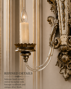 Statement Venetian Baroque Luxury <b>Wall</b> <b>Sconce</b> Decorative <b>Wall</b> <b>Light</b> with Elaborate Ornamental Mirror Detailing, Decorative Brass - Product Image 6