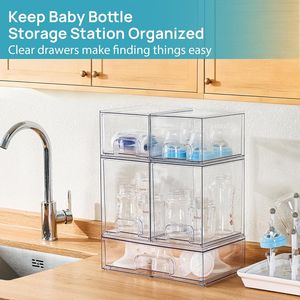 Set di 4 Cassetti Impilabili Trasparenti, Contenitori Organizzatori in Plastica per Trucchi, Cosmetici, Prodotti di Bellezza, Organizer per Vanità - Product Image 4