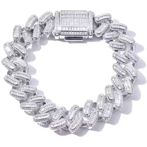 Luxury White Gold Iced Out Multi Row Oval Link Cuban Chain <b>Necklace</b> | AAA CZ Hip Hop <b>Statement</b> <b>Necklace</b> for Men - Product Image 1