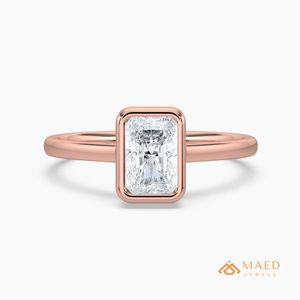 แหวนหมั้นประดับมอยส์ซาไนต์ทรงเหลี่ยมมรกต ชุบทองคำขาว 14K ดีไซน์เรียบหรู เหมาะสำหรับงานแต่งงาน งานครบรอบ หรือเป็นของขวัญสำหรับผู้หญิง - Product Image 1