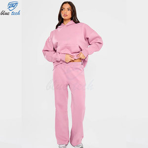 High Quality Custom Logo Printed Women Tracksuit Hoodie Trouser Set 100% Cotton Comfortable Gym Wear Streetwear Outfit Wholesale - Product Image 6