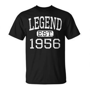 T-shirt di compleanno in stile vintage Legend Established 1956, girocollo unisex, manica corta, taglia adulto - Product Image 2