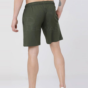 <b>Men's</b> High Street Solid Olive <b>Green</b> Canvas Bermuda <b>Shorts</b> Drawstring Waist Pockets Casual Breathable Knitted Fabric - Product Image 3