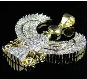 Pendentif Hip-Hop personnalisé en argent sterling 925 plaqué or avec moissanite VVS, motif faucon américain, bicolore - Product Image 1