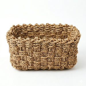 RURI M Handmade seagrass <b>storage</b> <b>basket</b> woven natural organizer <b>basket</b> with handles eco friendly home decor multipurpose <b>basket</b> - Product Image 1