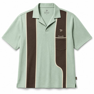 Camisa Polo Oxford de Manga Corta para Hombre, Diseño con Bloques de Color, Estilo Casual con Bolsillo y Logotipo en la Manga Izquierda - Product Image 1