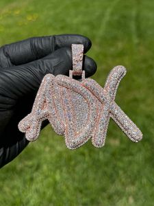 Pendentif Lettres Personnalisées Iced Out, Collier Prénom Graffiti 3D Superposé, Diamant Moissanite VVS, Bijoux Hip Hop pour Hommes - Product Image 1