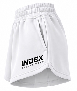 Index Sportswear Women's White Shorts <b>Skirt</b> High <b>Waist</b> <b>Elastic</b> Breathable Pockets Left Leg Logo Sporty Style Knitted Polyester - Product Image 4