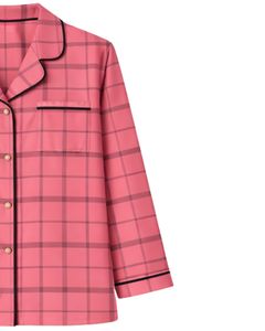 Ensemble de pyjama pour femmes en coton doux à carreaux rose corail personnalisé, manches longues, boutonné, vêtements de nuit, ensemble de vêtements de détente en deux pièces - Product Image 5