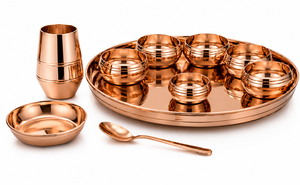Hammered <b>Copper</b> Finish Stainless Steel Kadai Serving Bowl with Decorative Brass Handles - Product Image 5