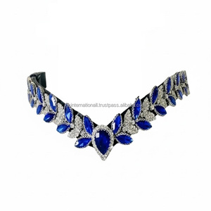 Diadema de cristal azul hecha a mano de lujo para caballos, elegante diseño de ondas, accesorios de cuero para bridales, para espectáculos ecuestres y equitación. - Product Image 5