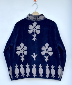 Designer Cotton <b>Velvet</b> Suzani Embroidered Breathable Eco-Friendly Indian Boho Women Winter Long Autumn Hippie Unisex Thick - Product Image 4