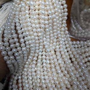 Perles de culture d'eau douce blanches en forme de pomme de terre, 9-10 mm, naturelles, en vrac, pour la fabrication de bijoux, fournitures en gros, haute qualité - Product Image 1