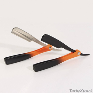 Straight Edge <b>Razor</b> Custom Logo Orange Black Gradient Handle Barber Salon Manual Super Stainless Steel <b>Blade</b> - Product Image 5