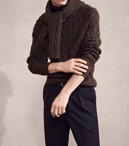 Pull en laine à col roulé pour homme, couleur unie, tricot torsadé, coupe classique, anti-boulochage, idéal pour l'hiver - Product Image 3