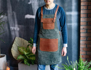 Top Grain Cuir Bleu Toile Tablier Boucher Cuisinier BBQ Cuisson Boiserie AAA-0093 De Noël - Product Image 4