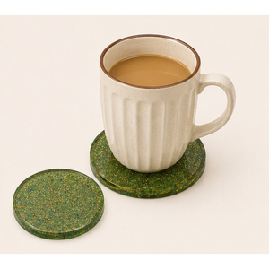Custom Green Glitter Resin <b>Drink</b> <b>Coaster</b> Set with Holder Eco Friendly Epoxy Acrylic Cup Mat for Modern Home Dining Table Decor - Product Image 6
