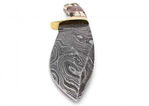 Couteau utilitaire d'extérieur à lame fixe en acier Damas fait main avec manche en corne de cerf et bois de rose - Product Image 5