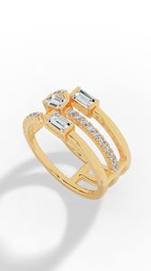 Anillo Cascada con Diamantes Cultivados en Laboratorio de Corte Baguette y Redondo Brillante, Oro 10K, Venta al por Mayor, Fabricante y Proveedor de Joyería Fina OEM - Product Image 2
