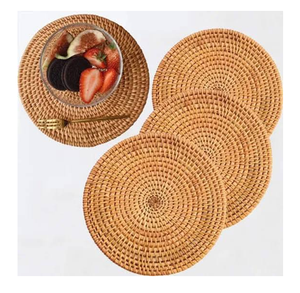 Sous-plat rond en rotin tissé à la main, antidérapant, écologique, taille personnalisée, résistant à la chaleur pour la vaisselle et les plats - Product Image 1