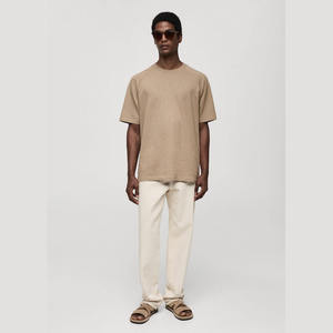 ผู้ผลิตเสื้อยืดทรงบ็อกซี่ขนาดใหญ่พิเศษ เสื้อยืดแขนตกไหล่เนื้อผ้าหนา 100% ผ้าฝ้าย เสื้อยืดทรงบ็อกซี่แบบครอป เสื้อยืดลายกราฟิกสำหรับผู้ชาย - Product Image 2