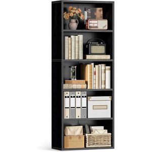 Estantería Abierta Negra de 5 Niveles y Librería con Estantes de Almacenamiento para Sala de Estar - Product Image 1