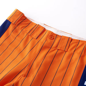 Pantalon de baseball rayé orange avec fermeture boutonnée, panneau latéral marine, uniforme d'équipe de softball - Product Image 4