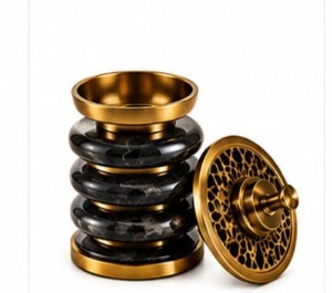 Black <b>Bakhoor</b> Burner Ring Design Burner <b>Oud</b> Burner Arabic Mabkhara Charcoal Incense Burner Black Marble Incense Burner Ring Base - Product Image 6