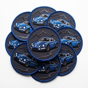 Écusson ovale brodé pour roll-bar, gris sergé, bordure surjetée, emblème tubulaire de châssis pour motorsport - Product Image 3