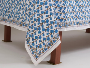 Blue and White Hand Block Print <b>Tablecloth</b> Table Cover India Cotton Table Linen Custom <b>Tablecloth</b> Table Cover Farmhouse Wedding - Product Image 4
