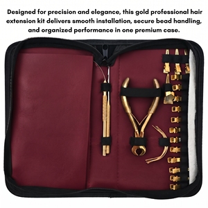 Kit d'outils professionnels tout-en-un en acier inoxydable pour extensions de cheveux : Pince à micro-anneaux, Pince à sertir, Pince à bandes, Crochet et boucle - Product Image 6