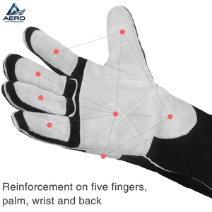 Gants de soudage de sécurité à manches longues de qualité supérieure 2026, paume renforcée, couleur noir/blanc, résistants à la chaleur, protection des mains - Product Image 4