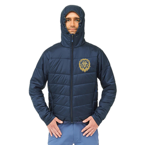 Vestes matelassées pour hommes de qualité supérieure, couleur bleu marine, style tendance, manches longues, fermeture éclair, veste matelassée d'hiver avec broderie en chenille - Product Image 5