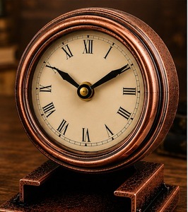 Horloge murale traditionnelle en laiton avec porte-stylo, design circulaire, mouvement mécanique, design moderne, affichage des heures par sonnerie, pour bureau - Product Image 2